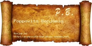 Poppovits Benjámin névjegykártya